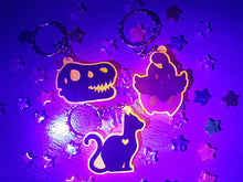 Load image into Gallery viewer, Black Cat 2 in Orange UV Acrylic Charm
